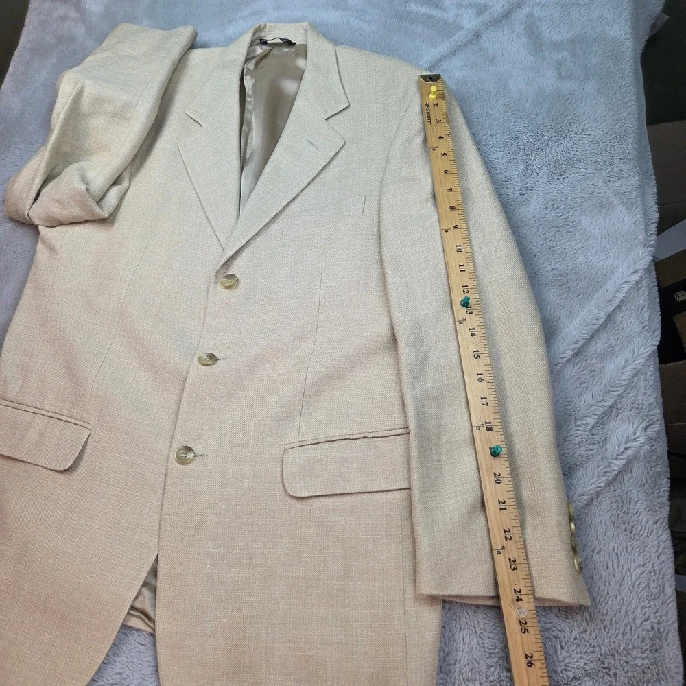 Vito Rufolo Silk Linen Wool Blazer Mens 42 Amalfi Garlanda Cloth Tan Made Italy‎